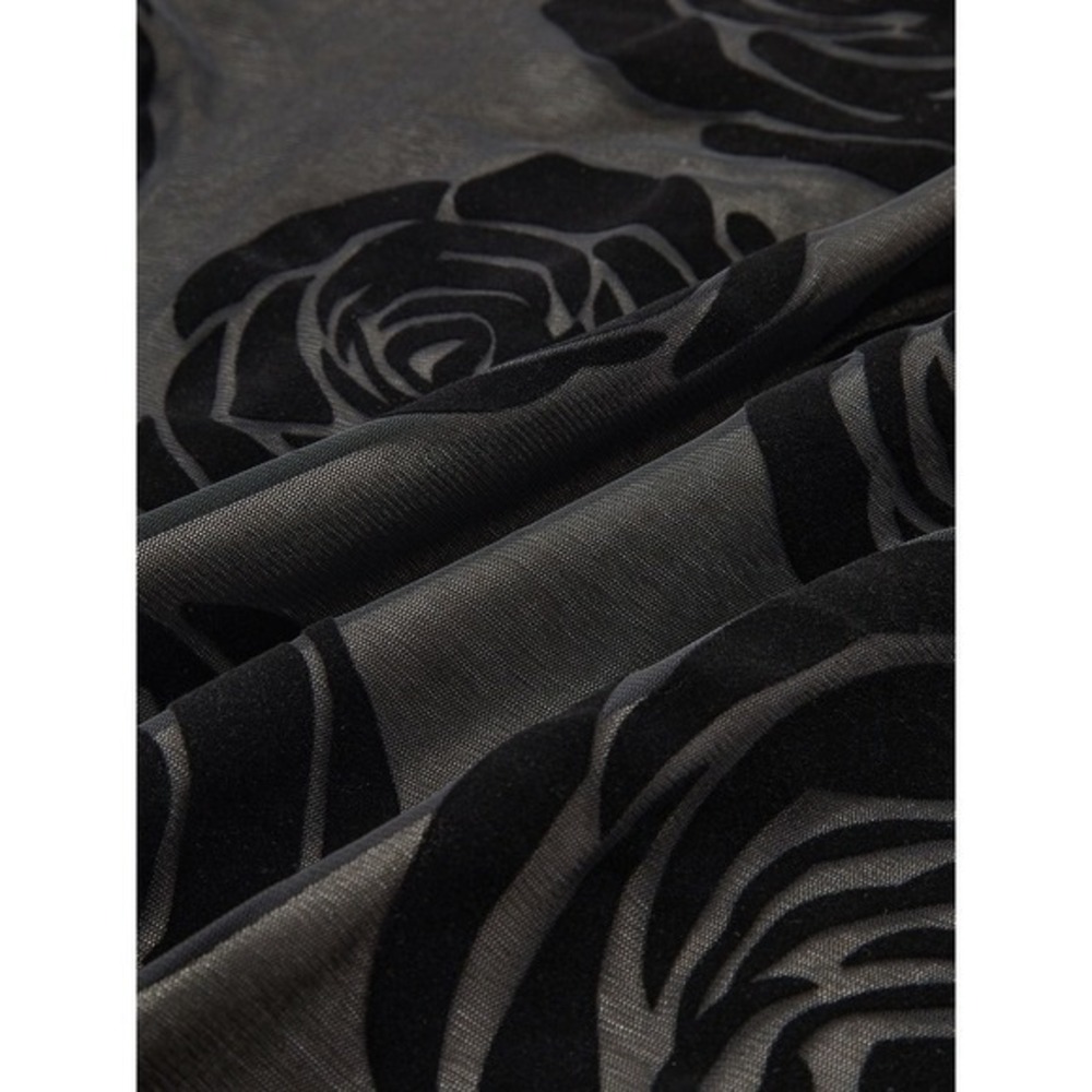COMMENSE Jacquard Floral Asymmetrical Black Maxi Dress 3D Rose Evening Gown M - Picture 15 of 15